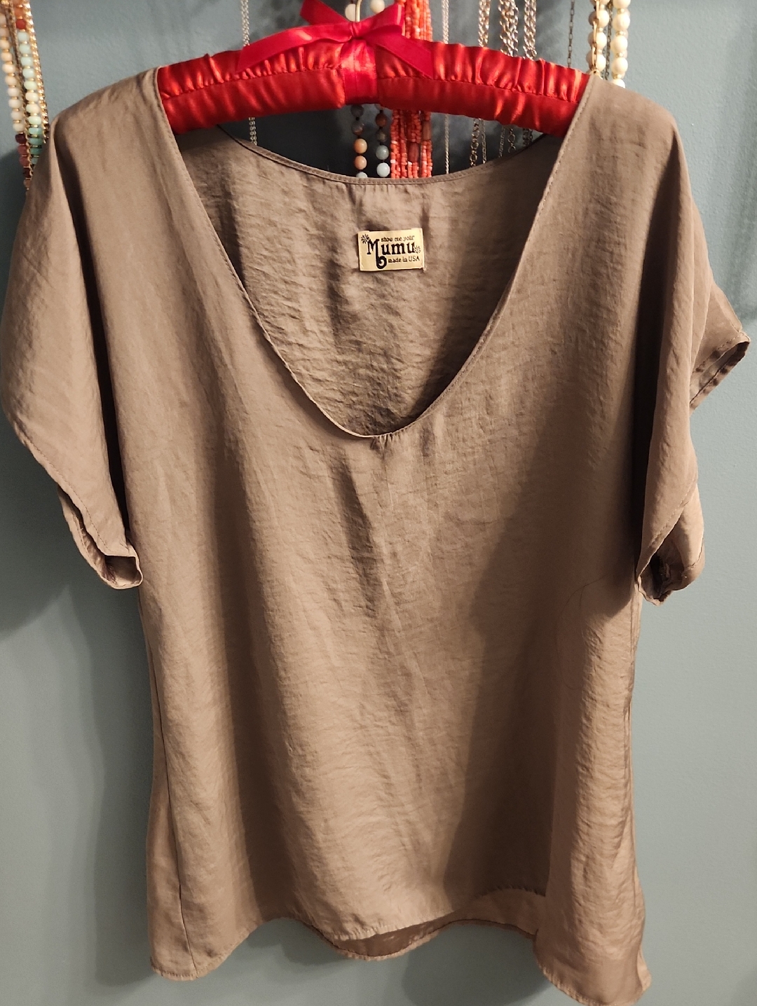 Show Me Your Mumu Olive V-Neck Short-Sleeve Blouse